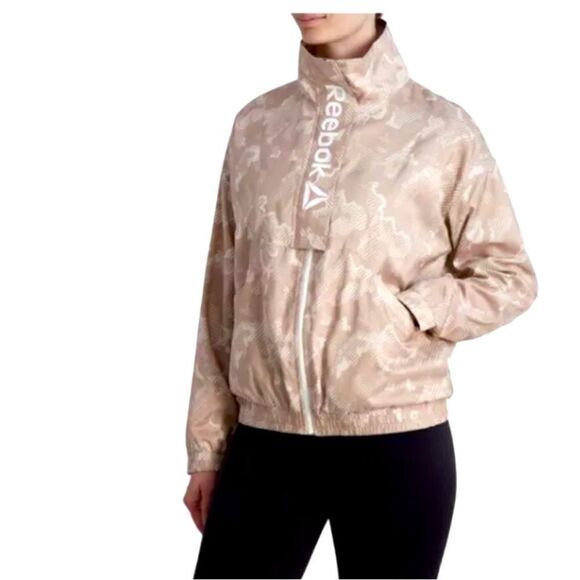Reebok XL Printed Mesh Focus Track Jacket With Pockets Mushroom Large - Picture 1 of 16